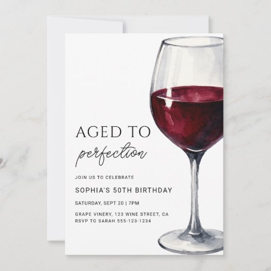 Wine Aged To Perfection Adult Birthday Party Kaart (Voorkant)