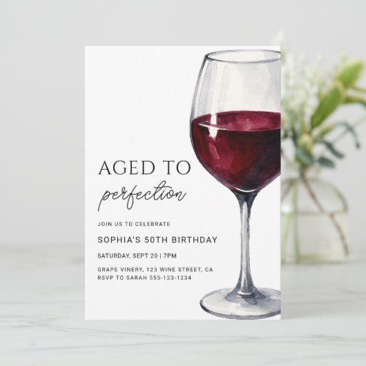 Wine Aged To Perfection Adult Birthday Party Kaart (Staand voorkant)