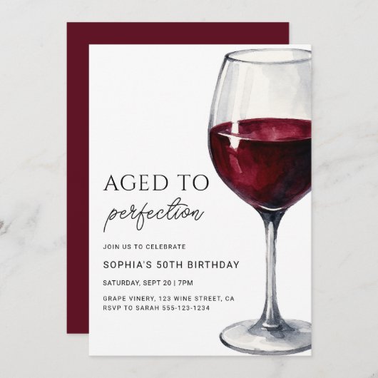 Wine Aged To Perfection Adult Birthday Party Kaart (Voorkant / Achterkant)