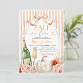 Wine and Bow Herfst in Love Pumpkin Verloving Kaart (Staand voorkant)