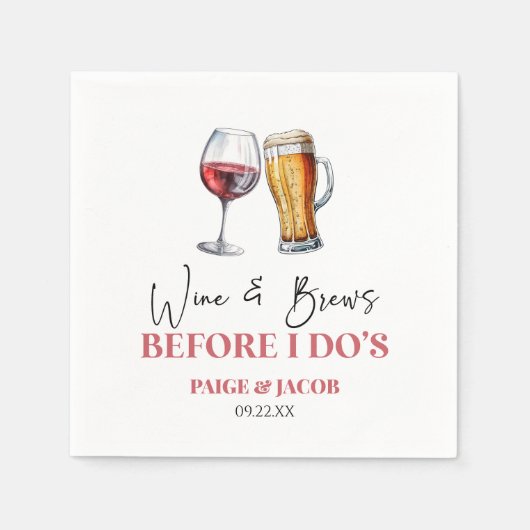 Wine and Brews Before I Do's Rehearsal Dinner Servet (Voorkant)