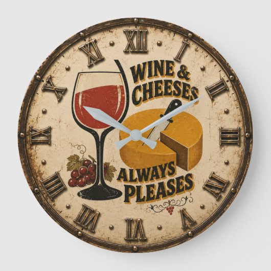 Wine and Cheese Always Pleases Rustic Kitchen Grote Klok (Voorkant)