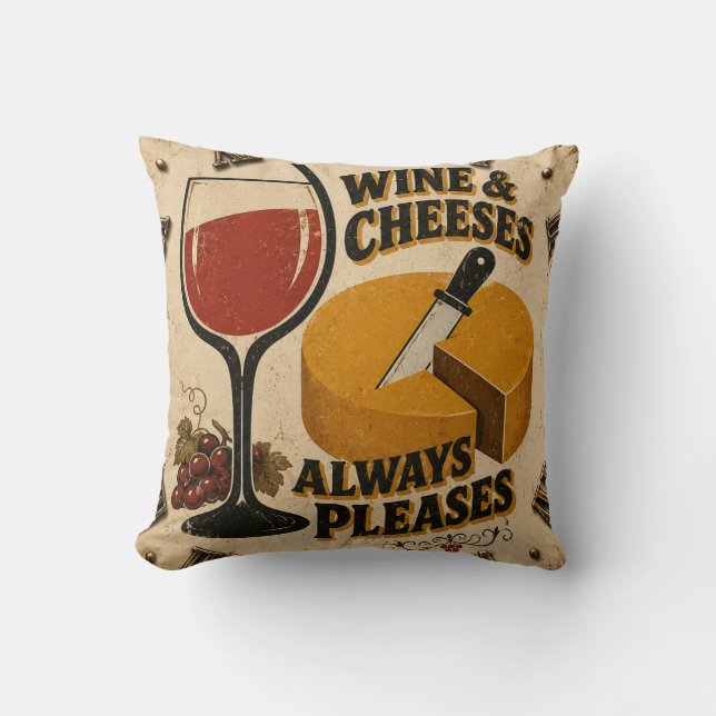Wine and Cheese Always Pleases Rustic Kitchen  Kussen (Voorkant)