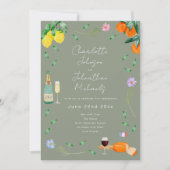 Wine and Cheese Boho French Engagement Party Kaart (Voorkant)