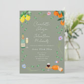 Wine and Cheese Boho French Engagement Party Kaart (Staand voorkant)