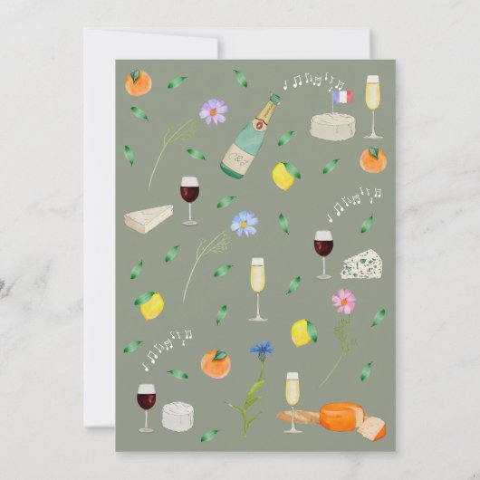 Wine and Cheese Boho French Engagement Party Kaart (Achterkant)
