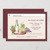 Wine and Cheese Invitation Kaart (Voorkant / Achterkant)