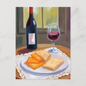 Wine and Cheese | Watercolor Painting Briefkaart (Voorkant)