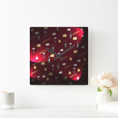 Wine And Food Cranberry Lights Vierkante Klok (Huis)