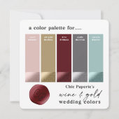 Wine Aqua & Gold Winter Weddenschap Kleurenpaletka Kaart (Voorkant)