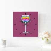 WINE ART WALL CLOCK VIERKANTE KLOK (Huis)