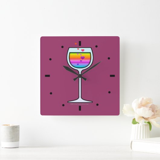 WINE ART WALL CLOCK VIERKANTE KLOK (Huis)
