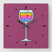 WINE ART WALL CLOCK VIERKANTE KLOK (Voorkant)
