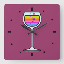 WINE ART WALL CLOCK VIERKANTE KLOK