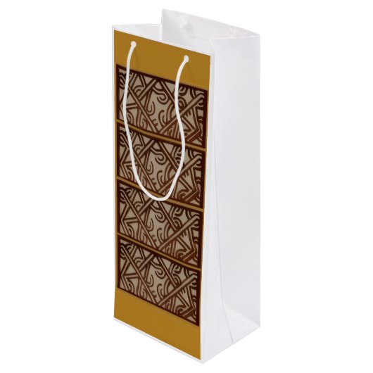 Wine Bag with unique Gold Art Wijn Cadeautas (Achterkant Gekanteld)