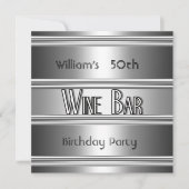 Wine Bar metal Silver Black 50th Birthday Mannen Kaart (Voorkant)