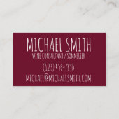 Wine Bar Restaurant Winery Red Glass Sommelier Visitekaartje (Achterkant)