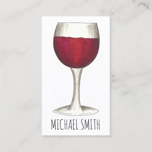 Wine Bar Restaurant Winery Red Glass Sommelier Visitekaartje (Voorkant)