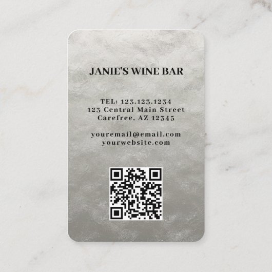 Wine Bar Sommelier Designer Visitekaartje (Achterkant)