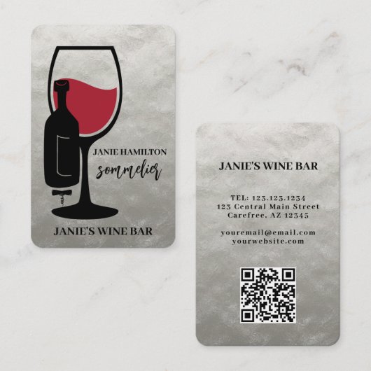 Wine Bar Sommelier Designer Visitekaartje (Voorkant / Achterkant)