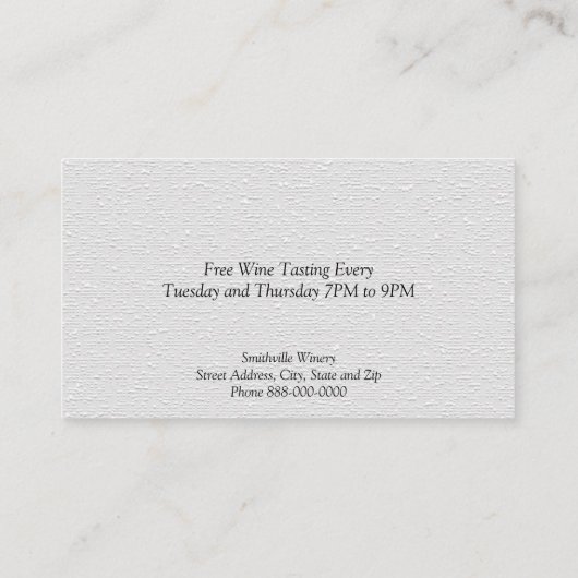 Wine Bar Winery Visitekaartje (Achterkant)
