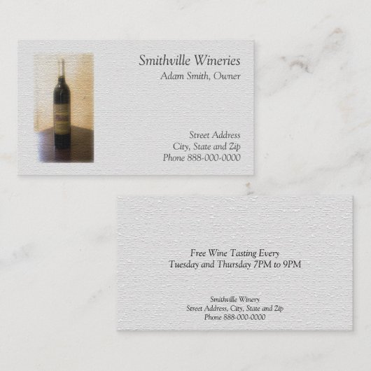 Wine Bar Winery Visitekaartje (Voorkant / Achterkant)