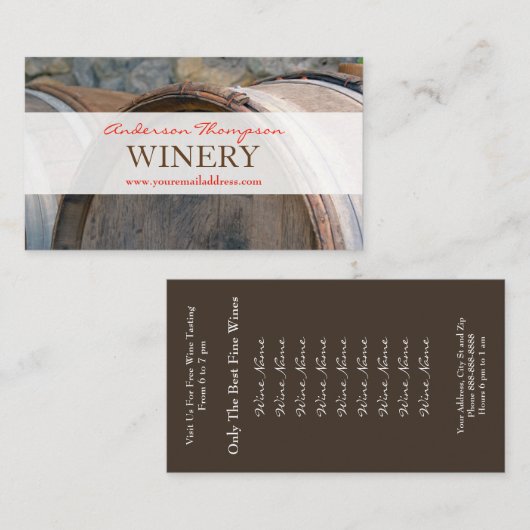 Wine Bar Winery Visitekaartje (Voorkant / Achterkant)