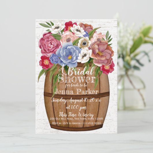 Wine Barrel Bouquet Vrijgezellenfeest Kaart (Staand voorkant)