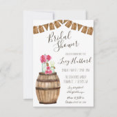 Wine Barrel Floral, Mason Jar Vrijgezellenfeest Kaart (Voorkant)