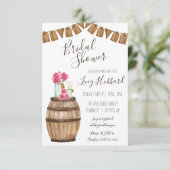 Wine Barrel Floral, Mason Jar Vrijgezellenfeest Kaart (Staand voorkant)