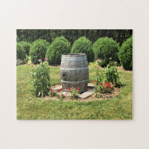 Wine Barrel Garden Decor, Chateau Morrisette, VA Legpuzzel
