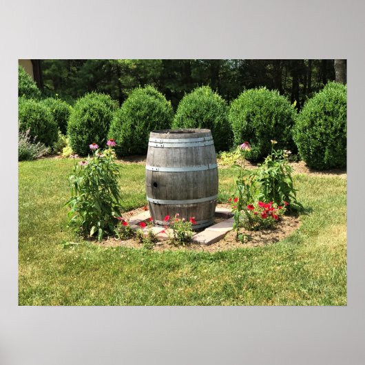 Wine Barrel Garden Decor, Chateau Morrisette, VA Poster (Voorkant)