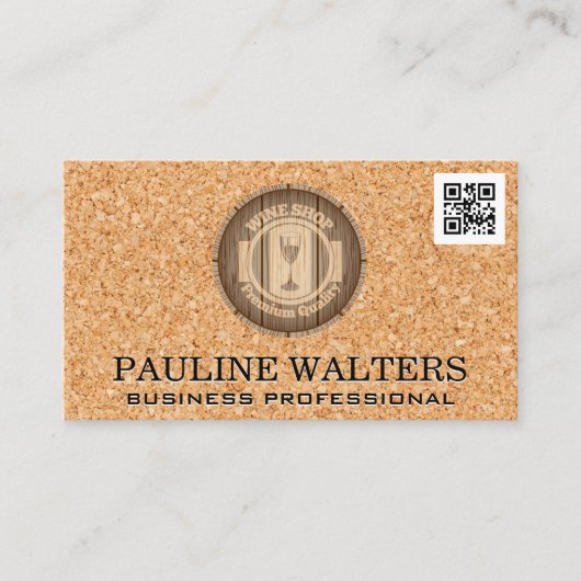 Wine Barrel | Kurk | Qr-code Visitekaartje (Voorkant)