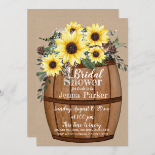 Wine Barrel Sunflower Bouquet Vrijgezellenfeest Kaart