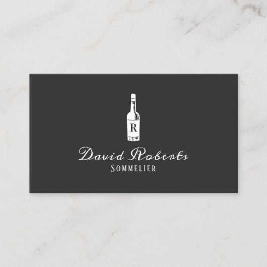 Wine Bartender Sommelier Elegant Dark Gray Visitekaartje (Voorkant)