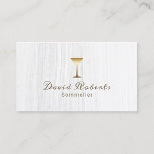 Wine Bartender Sommelier Elegant White Visitekaartje