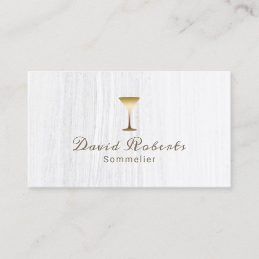 Wine Bartender Sommelier Elegant White Visitekaartje (Voorkant)