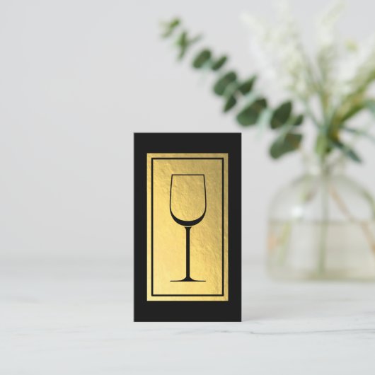 Wine Bartender Sommelier Faux Gold Foil Visitekaartje (Staand voorkant)