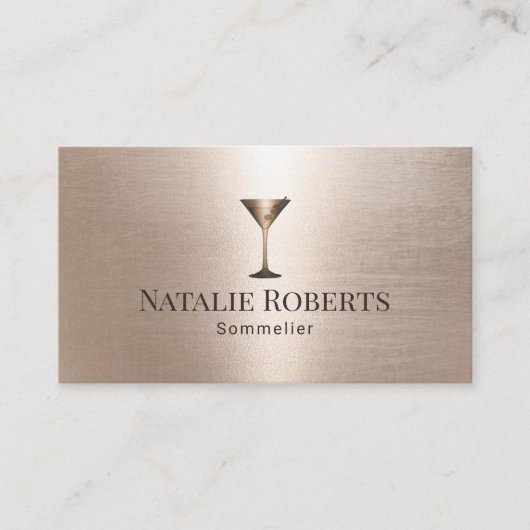 Wine Bartender Sommelier Luxury Gold Metallic Visitekaartje (Voorkant)