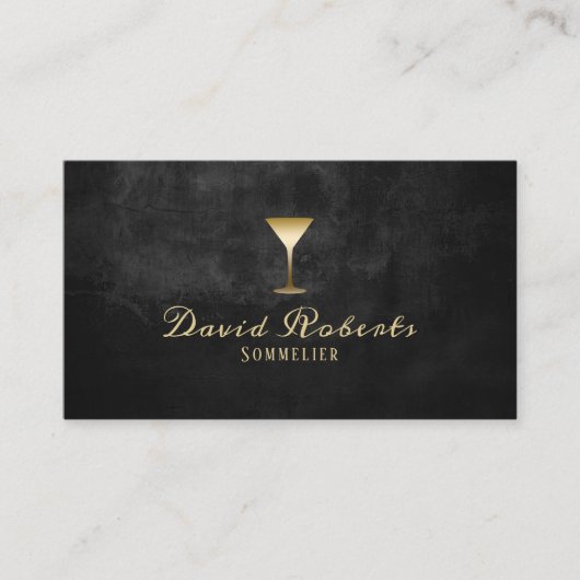 Wine Bartender Sommelier Modern Black & Gold Visitekaartje (Voorkant)