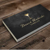 Wine Bartender Sommelier Modern Black & Gold Visitekaartje