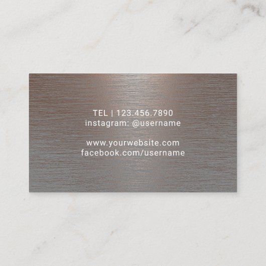 Wine Bartender Sommelier Modern geborsteld koper Visitekaartje (Achterkant)