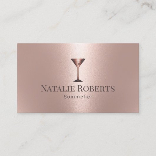 Wine Bartender Sommelier Modern Roos Gold Visitekaartje (Voorkant)