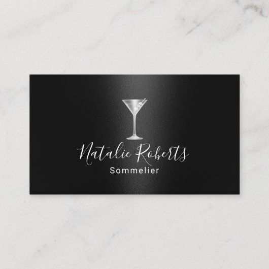 Wine Bartender Sommelier Professional Black Visitekaartje (Voorkant)
