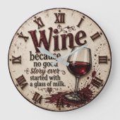 Wine Because No Good Story Ever Started with Milk Grote Klok (Voorkant)