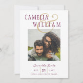 Wine Berry Gold Wedding FOTO Save the Date Kaart (Voorkant)