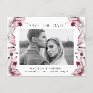 Wine Berry Waterverf Crystal Photo Save the Date Aankondigingskaart