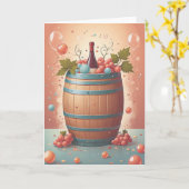 Wine Birthday Wishes Kaart (Gele Bloem)