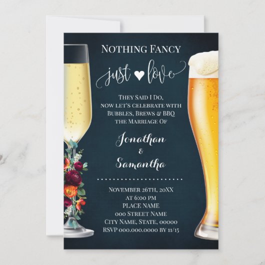Wine Blue Niets Fancy Bubble Brew Weddenschap Uitn Save The Date (Voorkant)