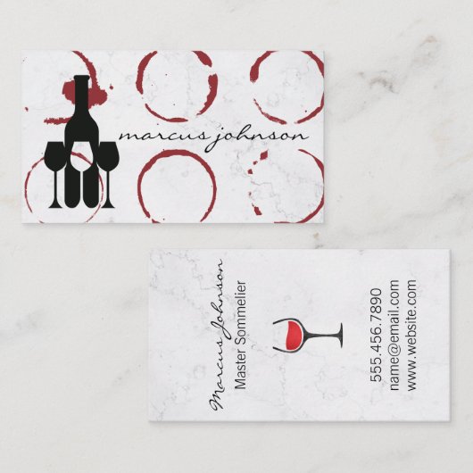 Wine Bottle and Glasses | Wine Stain Visitekaartje (Voorkant / Achterkant)